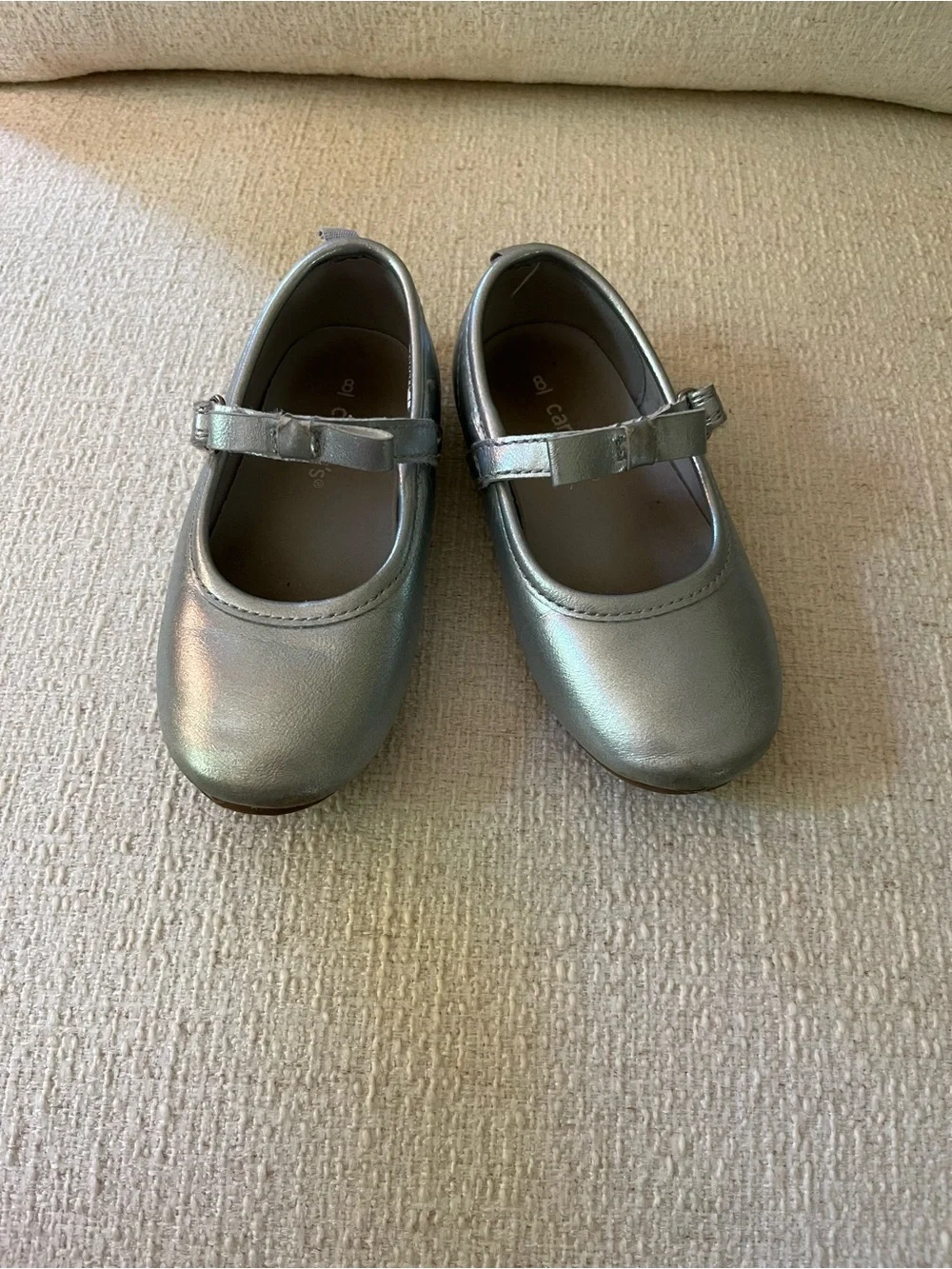 Carter's Metallic Silver Bow Mary Jane Shoes